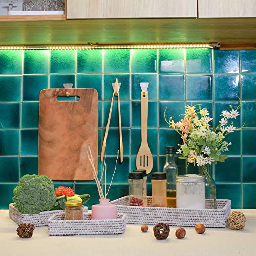 CELEZAR Wicker Baskets Trays Rattan Serving Tray Rectangle Vanity