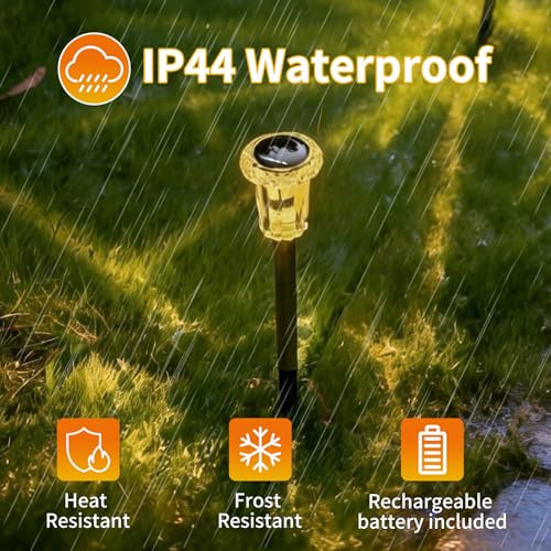 Sylvwin Solar Garden Lights LED Solar Lights Outdoor Garden Lights Pack of 10 Warm White Solar Garden Lights IP44 Waterproof Garden Lawn Garden Lights