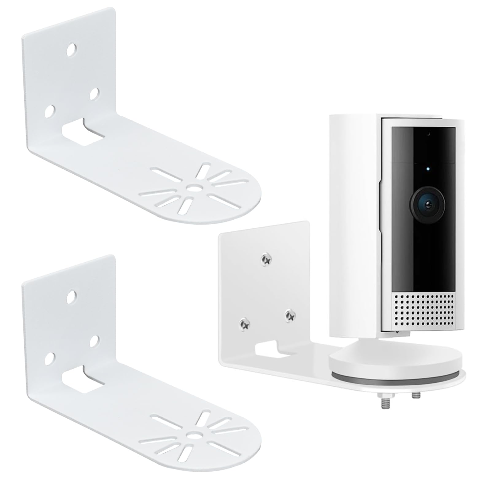Photo 1 of 2Pack Camera Wall Mount Compatible with Ring Indoor Cam (2nd Gen and 1st Gen),eufy Indoor Cam E30,Metal Camera Holder Mounting Bracket,Two Installation Ways with Strong Adhesive Tape or Screws