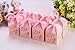 YOZATIA 50pcs Laser Cut Baby Carriage Favor Box Bomboniere Gift Candy Boxes Baby Shower Party Decoration, 2.2 x 2.2 x 2.2 Inches (Pink)