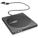 VersionTECH. External CD DVD Drive, USB 3.0 Type C Ultra-Slim Superdrive Optical Burner Writer Player CD DVD +/- RW, Compatib