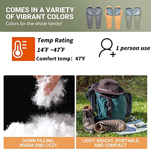 Ultralight Down Sleeping Bag For Adults - 600 Fill Power, Cold Weather...