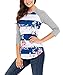 Annflat Women's 3 4 Sleeve Floral Print T-Shirts Casual Striped Blouse Tops XX-Large Multi