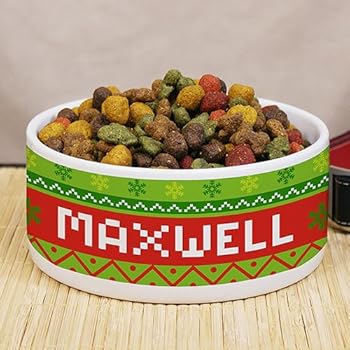 GiftsForYouNow Personalized Dog Christmas Pet Food Bowl, Ceramic