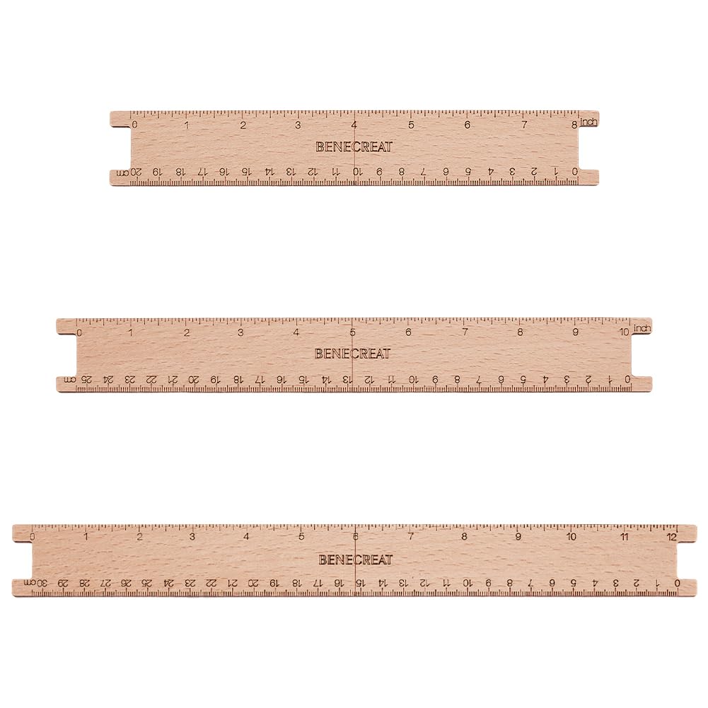 BENECREAT 3Pcs Wooden Floss Winder Board, 20/25/30cm Rectangle Quilting Rulers Sewing Tool for DIY Tailor Craft Tool Drawing Measuring Supplies