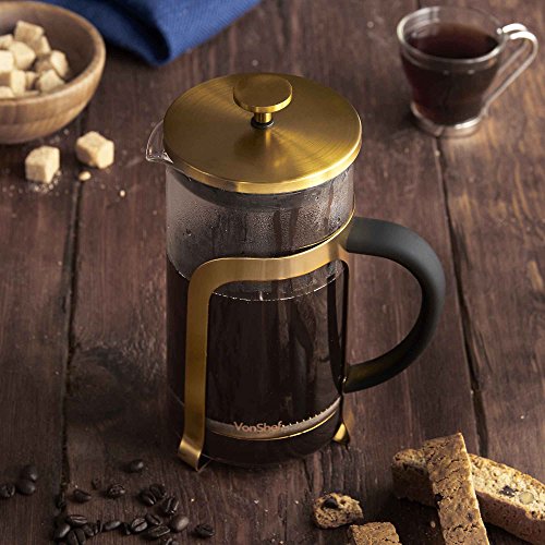 VonShef French Press Cafetiere Glass Heat Resistant Coffee Maker