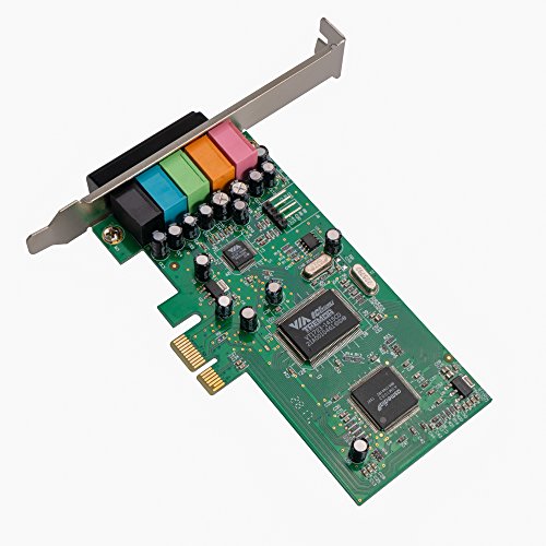 QNINE PCIe Sound Card for PC Windows 10, PCI Express Desktop Sound Adapter with Low Profile Bracket, 3D Stereo PCI-e Audio Card, VIA 1723 Chip 32/64 Bit Sound Card for Windows XP / 7/8