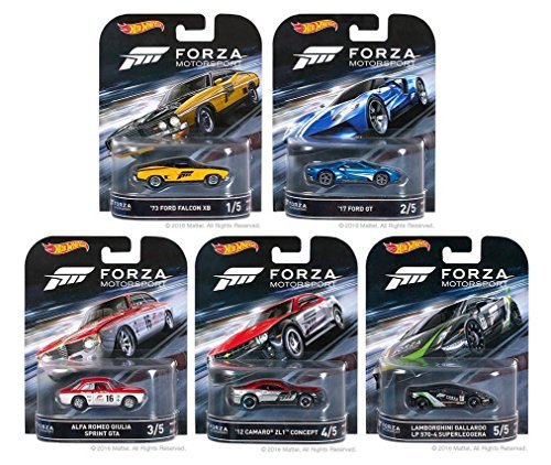 Hot Wheels 2016 Retro Entertainment FORZA Motorsport Set of 5 1/64 Scale Collectible Die Cast Toy Model Cars (Forza 5 Best Cars)