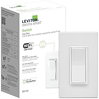 Leviton D215S-2RW Decora Smart Wi-Fi Switch (2nd Gen), Works with Hey Google, Alexa, Apple HomeKit/Siri, and Anywhere Compani