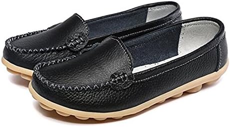 Women's Soft Comfort Leather Loafers Slip On Driving Walking Flats Shoes Black 7 B(M) US