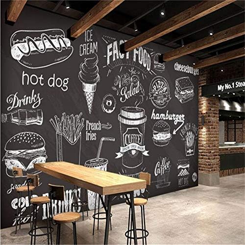 Steaean Wallpaper Mural Wall Background 3D Background Restaurant Cafeteria Fast Food Meal Hand-Drawn Gourmet Customizable, 400 * 280Cm
