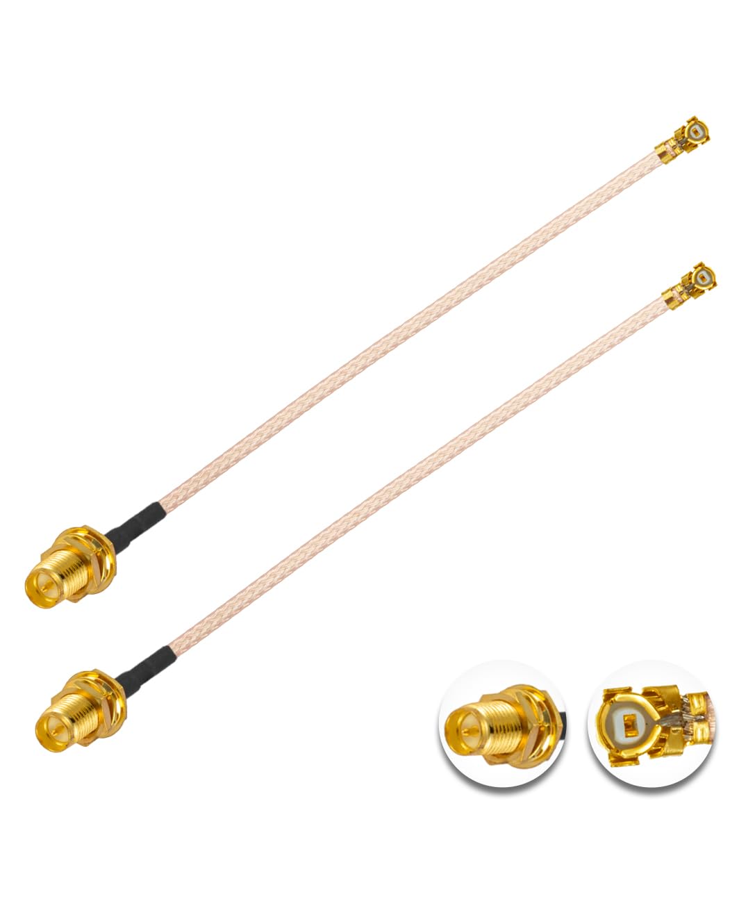 Vecys 2PCS U.F.L1 to RP-SMA Female Low Loss Coaxial Cable 8" /20CM U.F.L1 RG178 Coaxial Pigtail Cable for Wireless Routers Mini PCIE Network Cards PCI Wi-Fi WAN Repeater