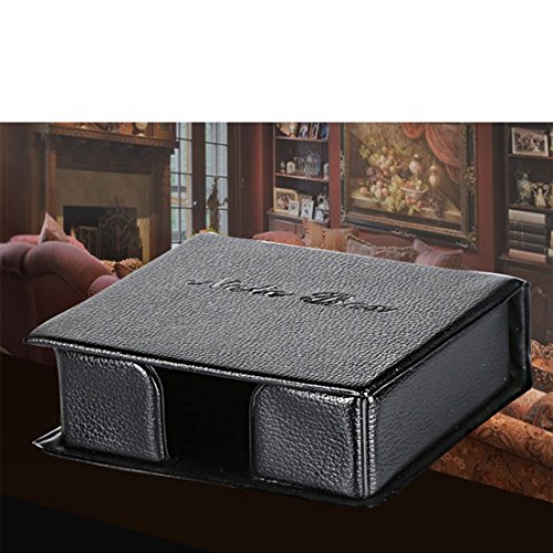 Zubita Notes Case, Notes Organizers Desktop Organizer Supplies Leather Name Cards Holder with Cover Imitation Leather Surface ( Black )