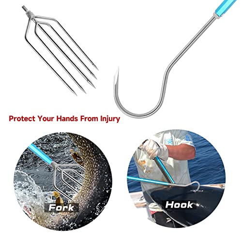 SANLIKE Telescopic Fish Gaff with Stainless Sea Fishing Spear Hook