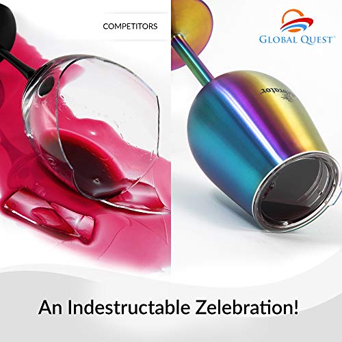 Stainless Steel Wine Glass, Set of 2, with Stem and Lid Rainbow