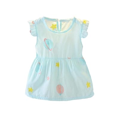 Amazon Domybest ワンピース 子供 女の子 キッズ服 綿 ドレス 宇宙柄