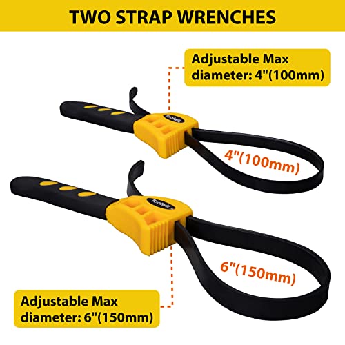 Toolwiz Strap Wrench Set, Upgrade 2pcs 24 in and 19.7 in Length