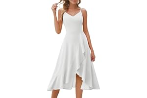 DRESSTELLS Women's Cocktail Party Dress, Formal Wedding Guest High Low Dress, Fit Flare Holiday Prom Dress