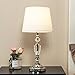 POPILION Modern Style Chrome Bedroom Livingroom Crystal Bedside Table Lamp,Desk Lamps with White Fabric Shade for Bedroom, Dresser, Living Room, Kids Room, College Dorm, Coffee Table, Bookcase