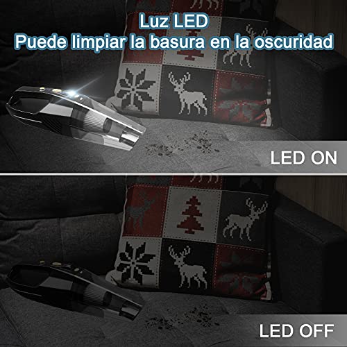aifulo Aspiradora de Mano sin Cable Potente Aspiradoras 8000PA 120W,Aspirador de Mano con Luz LED y Carga Rápida,Aspirador en Seco y Hmedo para Coche Hogar y Oficina