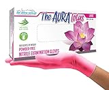 DDS Aura Lotus Powder Free Nitrile Premium Flex Exam Gloves with Aloe & Vitamin E Fuschia (Large) -100/Bx