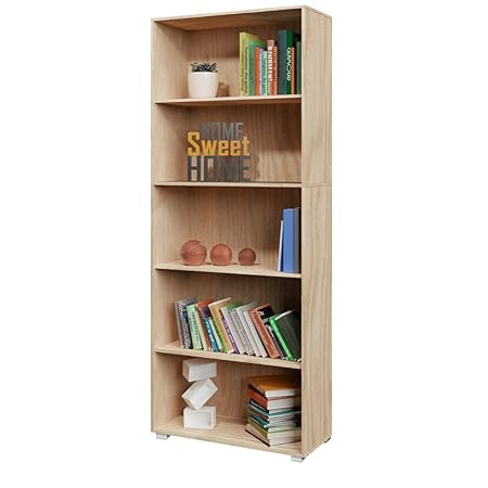 Deuba Standregal Bücherregal »Vela« 190cm Eiche 5 Fächer Wandregal Ordner Regal Holz?weitere Modell- & Farbauswahl?