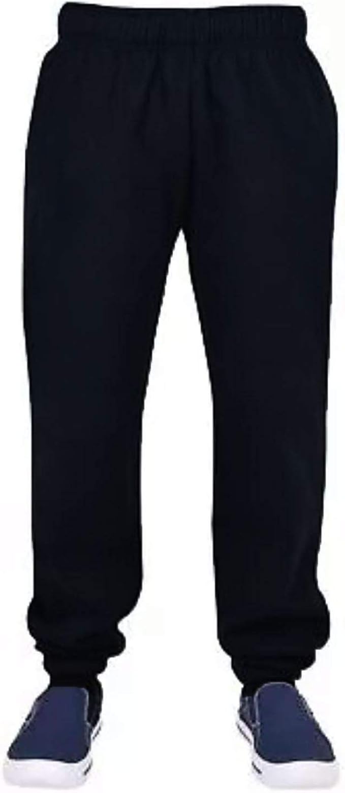 Mens Plain Fleece Pockets Jogging Bottoms Pants Open Hem Joggers