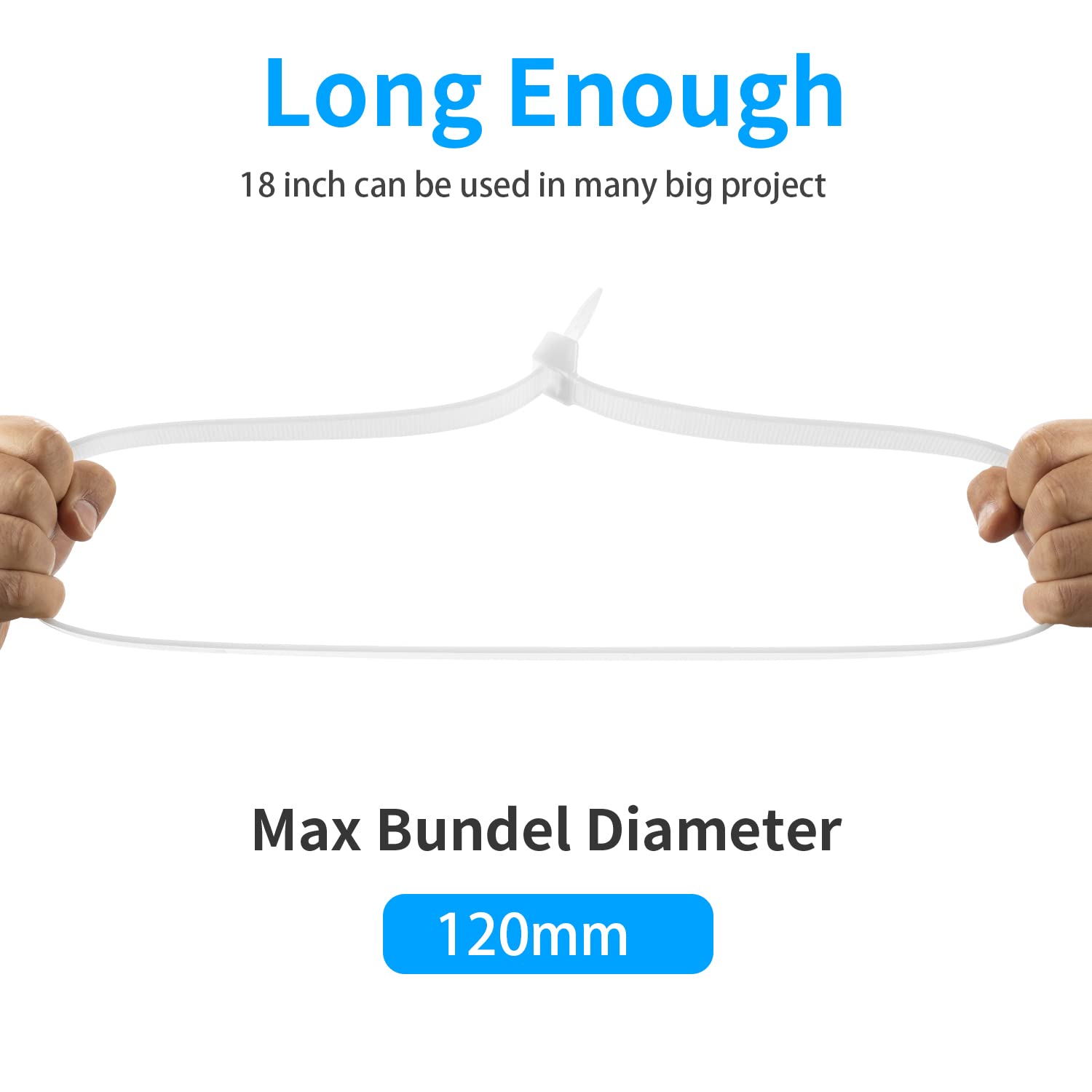 Armpow 18 inch Black Zip Ties Heavy Duty 100 PACK, 200 LBS Ultra Exclusive Strong Plastic Wire Ties, Large Cable Ties Extra Long Tie Wraps, Indoor and Outdoor UV Resistant