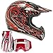 Typhoon Adult ATV MX Helmet Goggles Gloves Gear Combo Red with Red ( Large )