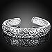 LEECCO Women 925 Sterling Silver Fashion Open C Shape Bracelets Cuff Bangle