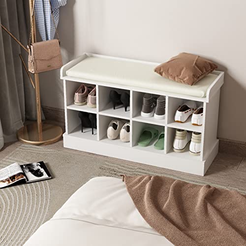 love furniture Shoe Bench, Shoe Storage Bench with 8 Compartments and