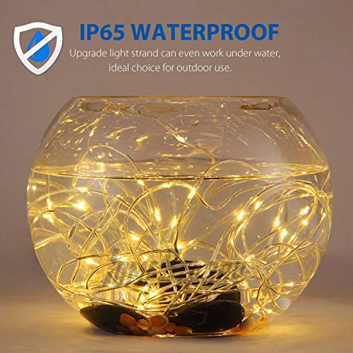 Outdoor Solar Rope Lights 8 Lighting Modes 100 LED Waterproof Copper Wire String Fairy Christmas Lights Ideal for Halloween Garden Patio Holiday Bedroom Wedding Decorations (Warm White)