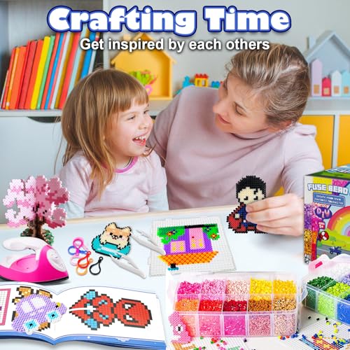 FUNZBO 23000 - Juego de abalorio de fusible de 5 mm, 22 colores, 106 patrones, suministros de manualidades y artes escolares de Pascua para niños, juego de juguetes, decoraciones artísticas para