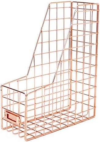 GoldOrcle Desk Organizer File Organizer Metal Wire Magazine File Holder for Office Home Decor, Rose Gold
