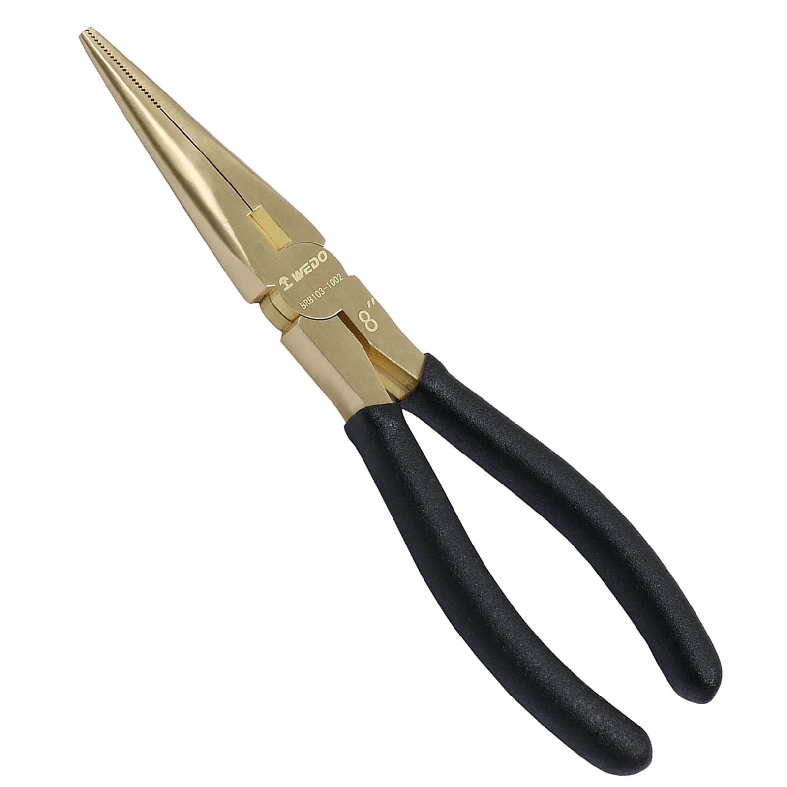 WEDO Brass Long Nose Pliers, Needle Nose Pliers with Soft Grip Handles, 200mm(8"),Professional Industrial-Grade Wire Stripper/Cutter/Crimper, Die-Forged, Corrosion Resistant, DIN Standard