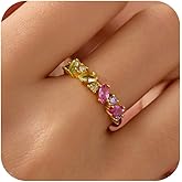 Beautifully Broken Ring Self Love Rings for Her 14K Gold Plated Birthstone Rings for Women 925 Sterling Silver Colorful Gemstone Cubic Zirconia Ring Stackable Birthday Encouragement Christmas Gifts