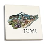 Tacoma, Washington - Cityscape - Line Drawing