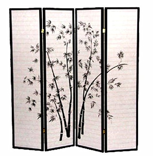 ZJLBamboo Print Room Divider Black (4)