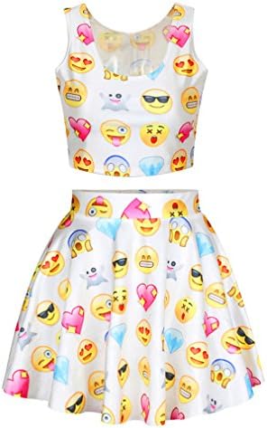 Celewe Women's 3d Digital Print Crop Tank Top Skater Skirt 2 Pieces Set Dress