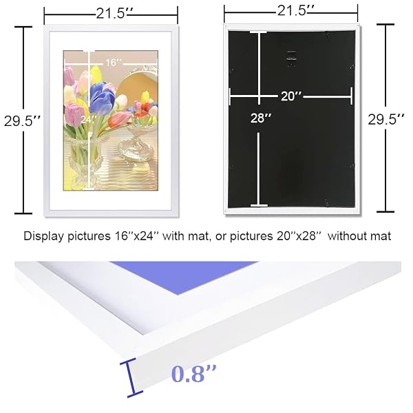 ALLUCKYAN 20X28 WHITE PICTURE FRAME MAT FOR 16X24 PHOTO WALL MOUNTING POSTER FRAME-1PCS