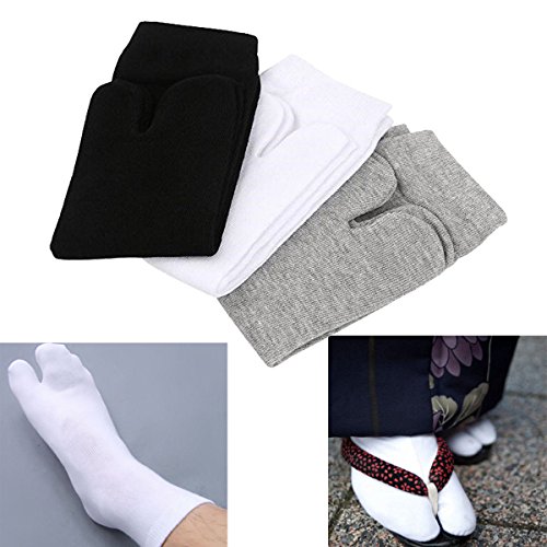 Trader Plus 3 Pairs V-Shape Splited Toe Tabi Socks，Flip Flop Tabi Socks - Thumbnail 3