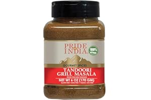 Pride of India – Tandoori Grill Masala – Blend of Exotic & Gourmet Spices – Ideal for Vegetable, Meat & Chicken Cooking – GMO Free – Easy to Use - 7 oz. Medium Dual Sifter Bottle