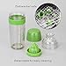 KITCHENDAO 2 in 1 Salad Dressing Shaker Container with Citrus Juicer, Dripless Pour, Leak-free, Soft Grip, Dishwasher Safe, BPA Free, Homemade Salad Dressing Bottle Mixer Measure, 350ml (1-1/2 Cups)