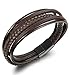 Jstyle Braided Leather Bracelet for Men Bangle Wrap Stainless Steel 8 Inch Brown