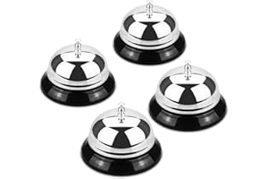 EMDMAK Call Bell, Service Bell for The Porter Kitchen Restaurant Bar Classic Concierge Hotel (3.35 Inch Diameter) (Silver)(4 Pack)