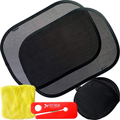 COZY GREENS Car Window Shade for Baby for Side Windows for Vehicle (3 Pack) - 19"x12.5" Car Shade - 80 GSM w/ 15s Film - Full UV Protection from Sun, Glare and UV Rays - Window Shade Baby