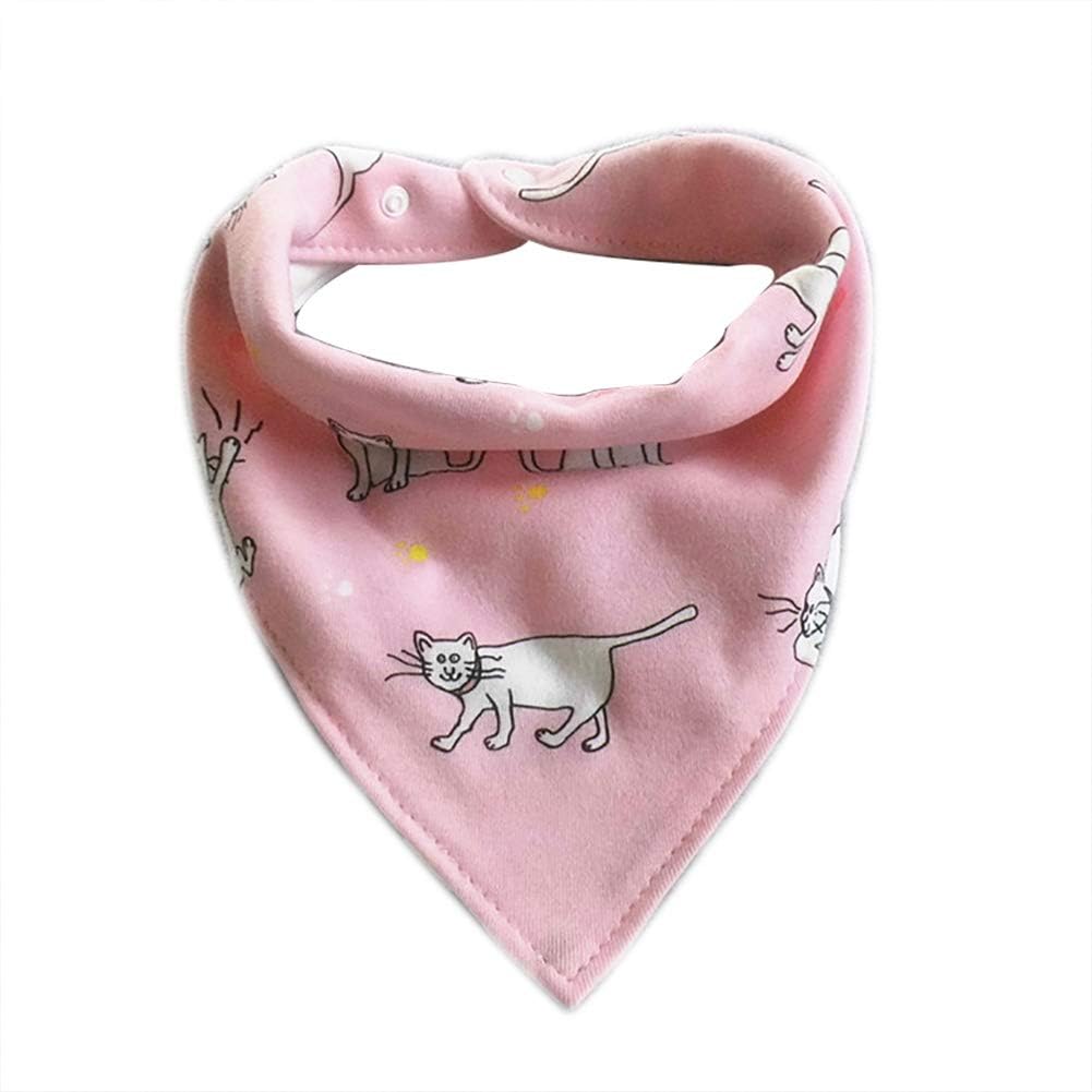Wimagic 1x Baby Dribble Bibs Boys and Girls Drool Bibs Cute Cartoon Cat Pattern Double Layer Absorbent Soft Cotton Bandana Triangle Towel for Infants Toddlers Baby Gift (Pink)