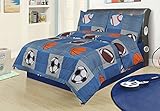 HowPlumb Full 3 Piece Bedding Comforter Set, Sports Football Basketball Soccer Baseball
