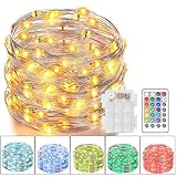 Asmader LED Fairy Lights, Battery Powered Multi Color Changing String Lights with Remote Control Waterproof Decorative Silver Wire Lights 16ft 50LEDs for Bedroom,Patio,Indoor,Party,Garden,16 Colors