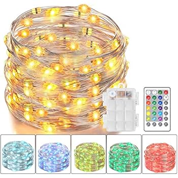 Asmader LED Fairy Lights, Battery Powered Multi Color Changing String Lights with Remote Control Waterproof Decorative Silver Wire Lights 16ft 50LEDs for Bedroom,Patio,Indoor,Party,Garden,16 Colors